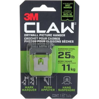 Drywall Picture Hanger with Temporary Spot Marker, Silver