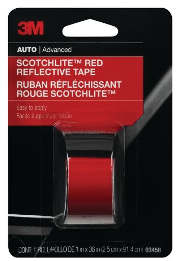 Reflective Safety Tape 36 in L 1 in W Red