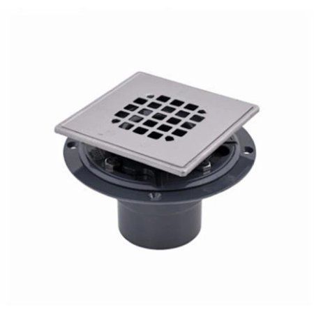 Shower Drain Tile Base, PVC, Polished Stainless Steel, for 2 in, 3 in Pipes