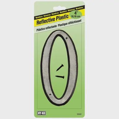 4" Reflective Plastic Numbers, Types: #0