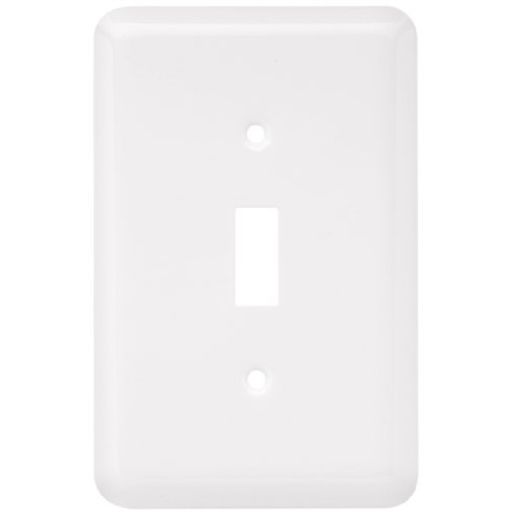 Steel Round Single Toggle Switch Wall Plate / Switch Plate / Cover, White