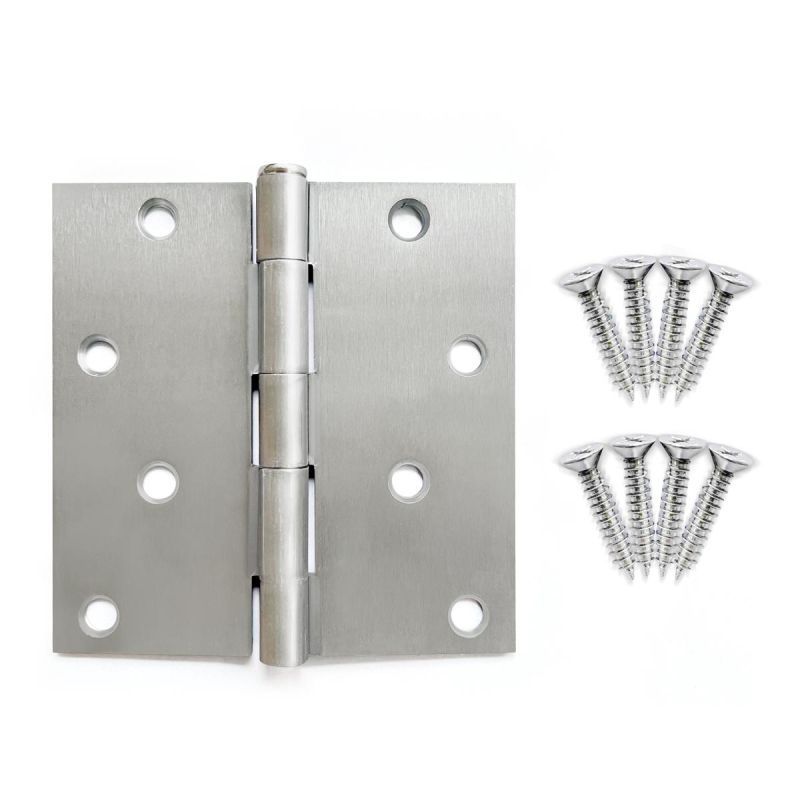 4" X 4" Dull Chrome Full Mortise Butt Hinges, 2 PCs BHIG4SC-S