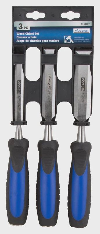Wood Chisel Set 3 Piece 1/2, 3/4, 1 Inch With Tpr Handle
