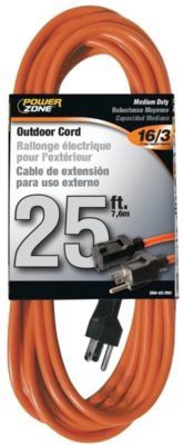 Power Zone  Extension Cord 25 Ft. Orange  medium duty