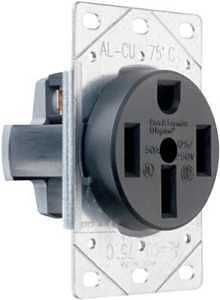 Legrand 3894CC6 Power Outlet, 3 -Pole, 125/250 V, 50 A, NEMA: NEMA 14-50R, Black
