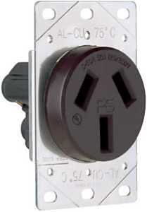 Legrand 3890CC6 Straight Blade Power Outlet Receptacle, Flush Mounting, 3-Pole, 125/250 V, 50 A, Black