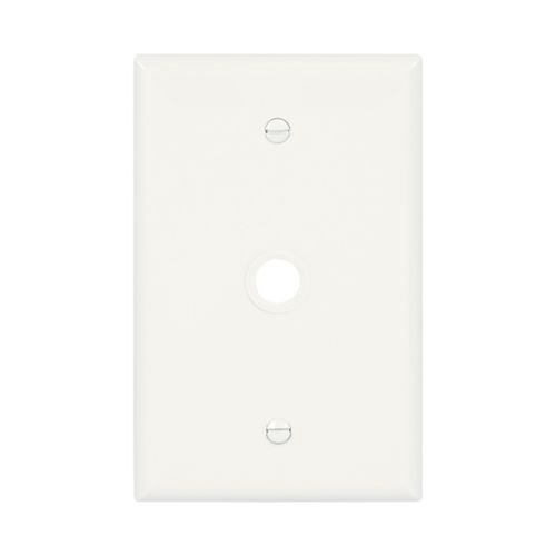 Eaton Telephone and coaxial wallplate, White, 0.40" Hole Cutout, Polycarbonate, Single- gang, Mid-size