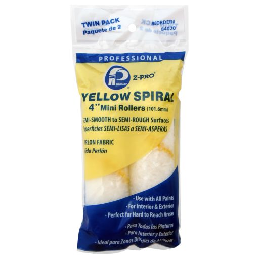 Premier Home-Pro® Yellow Spiral 4  Mini Roller 2-Pack