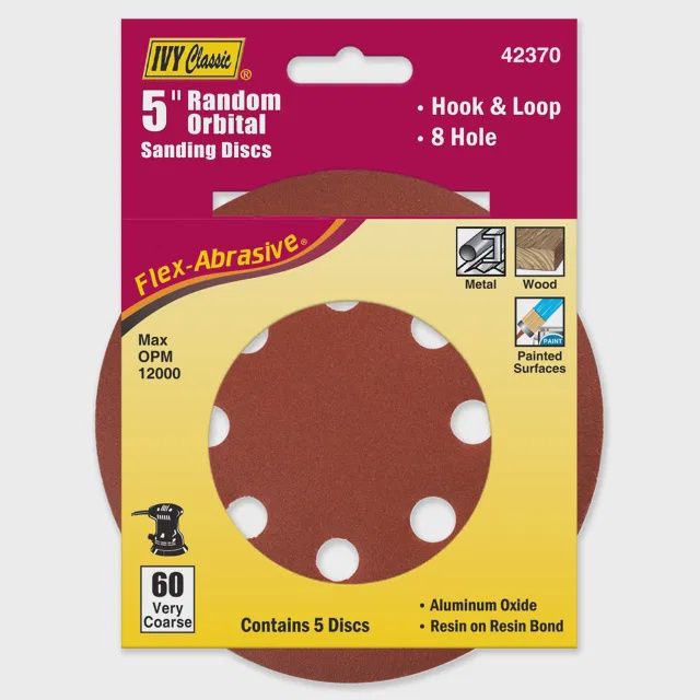 5" Hook &amp; Loop Disc 8 Hole 60 Grit