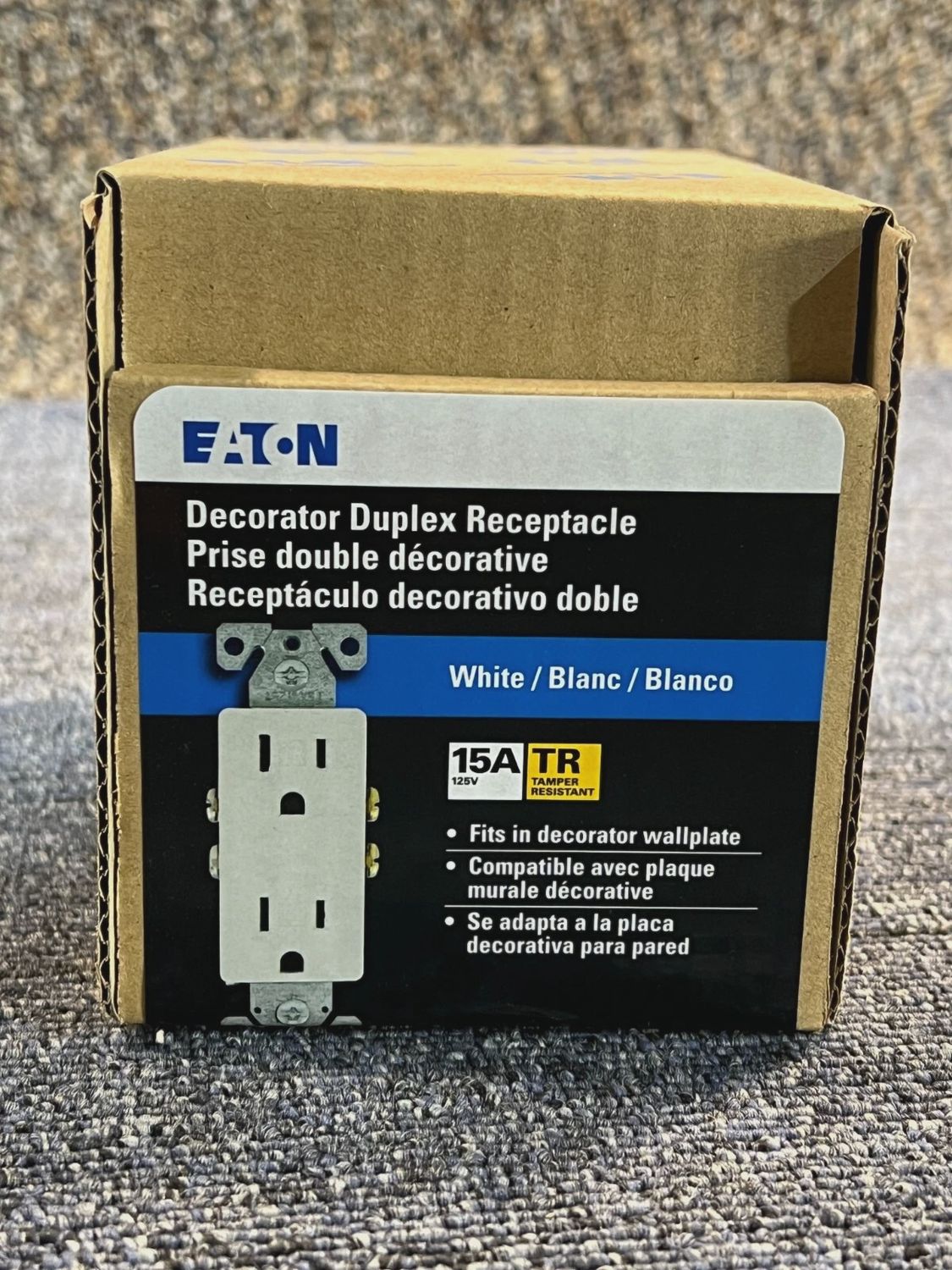 Box of 10 Eaton Tamper Resistant Decorator Duplex Receptacle TR1107W-BOX