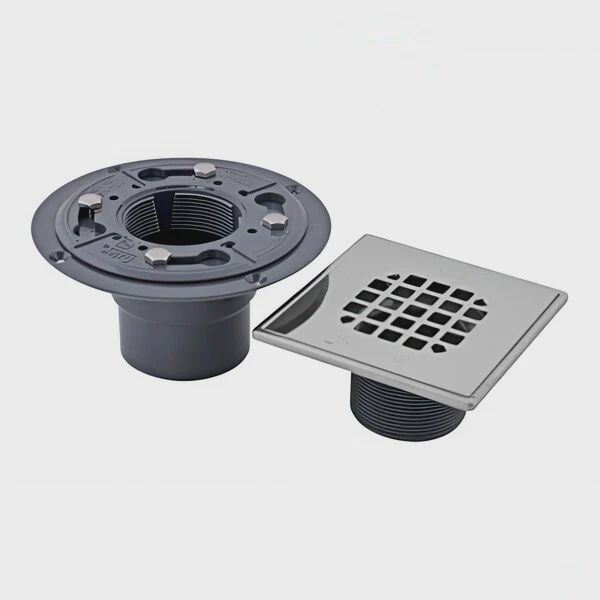 PVC SHOWER DRAIN W/ SQUARE STAINLESS STEEL
