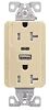 Eaton Cooper Wiring TRUSBAC20 Series TRUSBAC20V-K-L Duplex Receptacle, 2-Pole, 5 A, 125 VAC, 2-USB Port, Type A, C USB