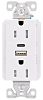 Eaton Cooper Wiring TRUSBAC15W-BX-L Combination Duplex Receptacle, 2 -Pole, 15 A, 125 V, 2 -USB Port, Type A, C USB