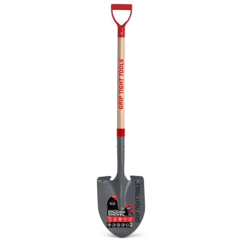 39.96" Overall Length Lacquer and Polished FSC Ash Wood with D-Grip Handle Round Point Shovel