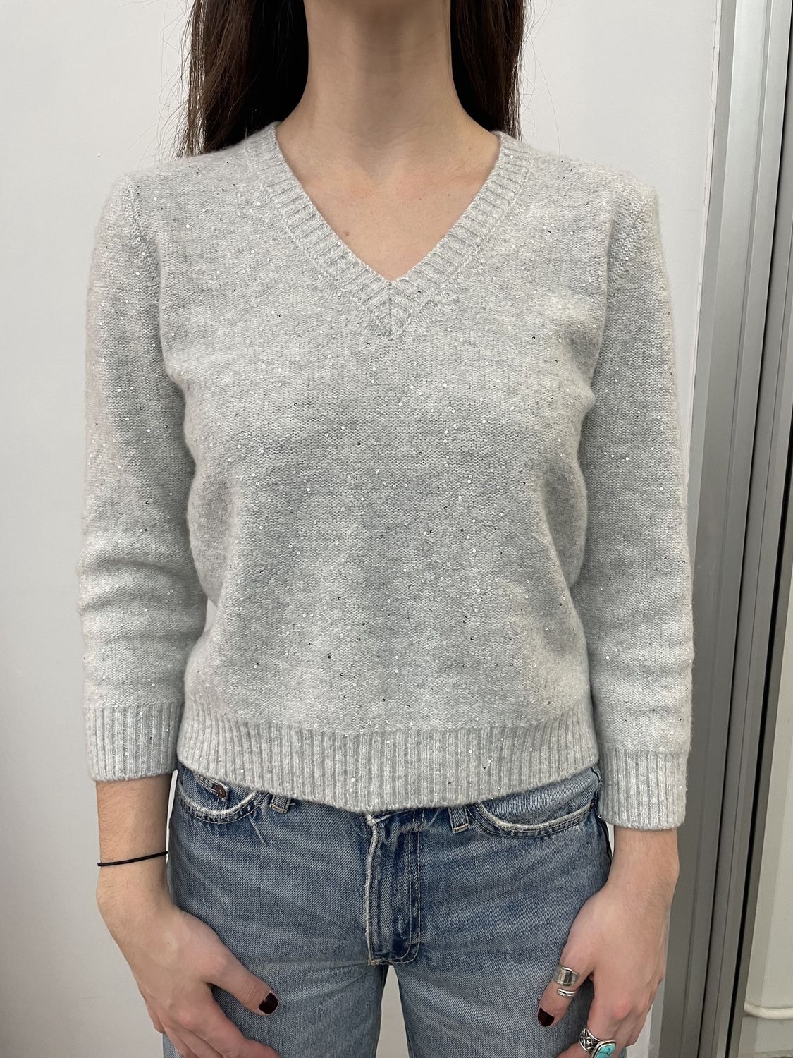 SPARKLE CASHMERE V NECK