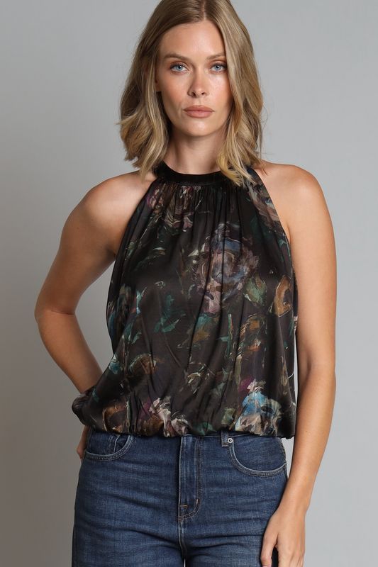 WINTER ROSE BUBBLE HALTER TOP