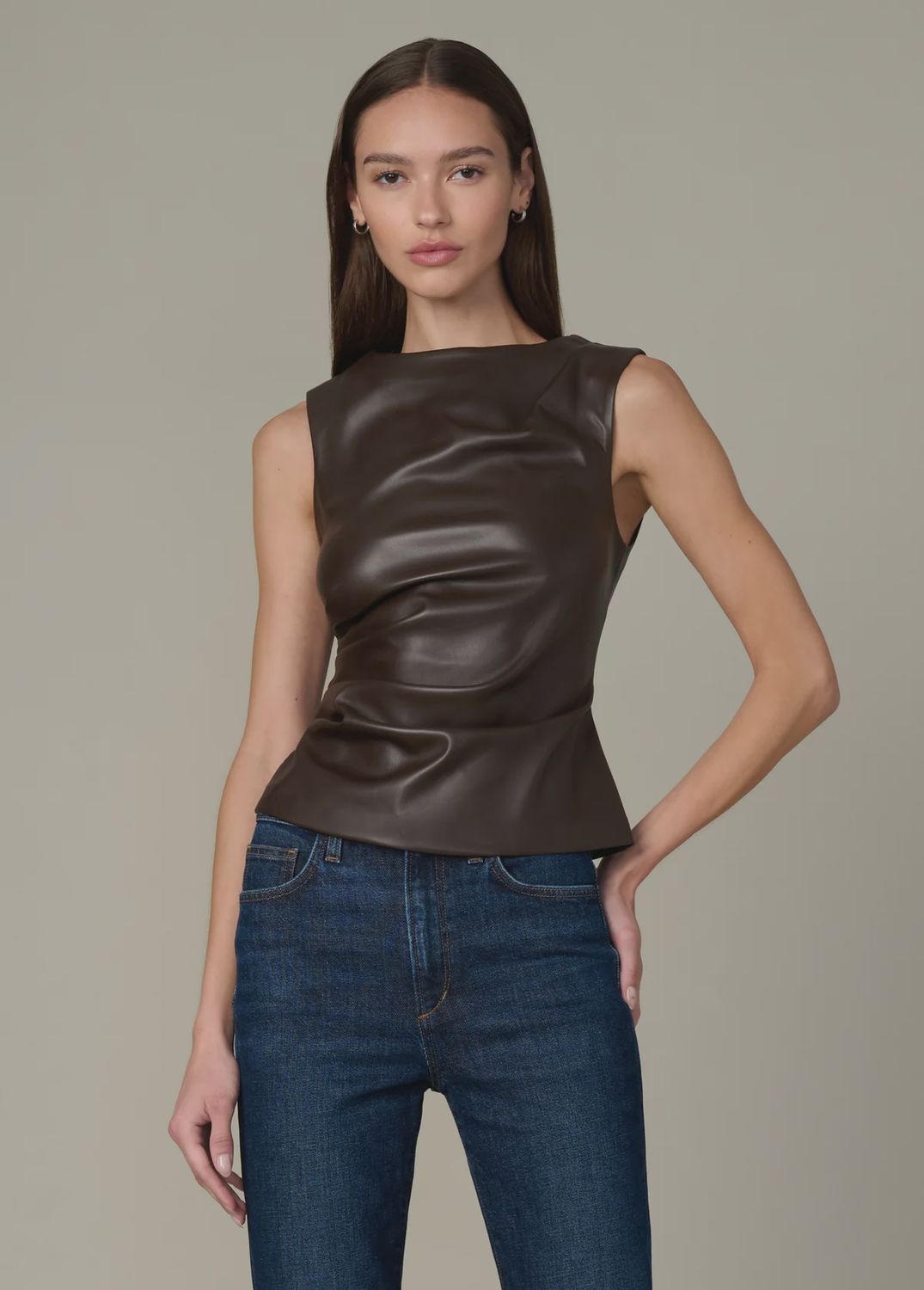 THE MEG VEGAN LEATHER TOP