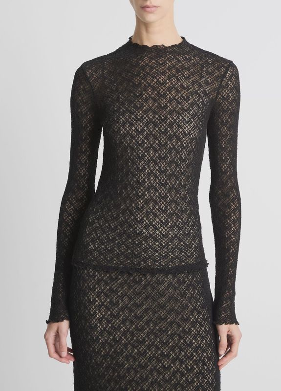 LACE L/S MOCK NECK