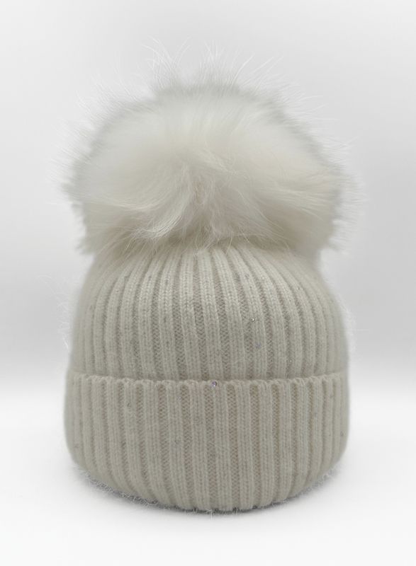 SEQUIN DETAIL POM HAT
