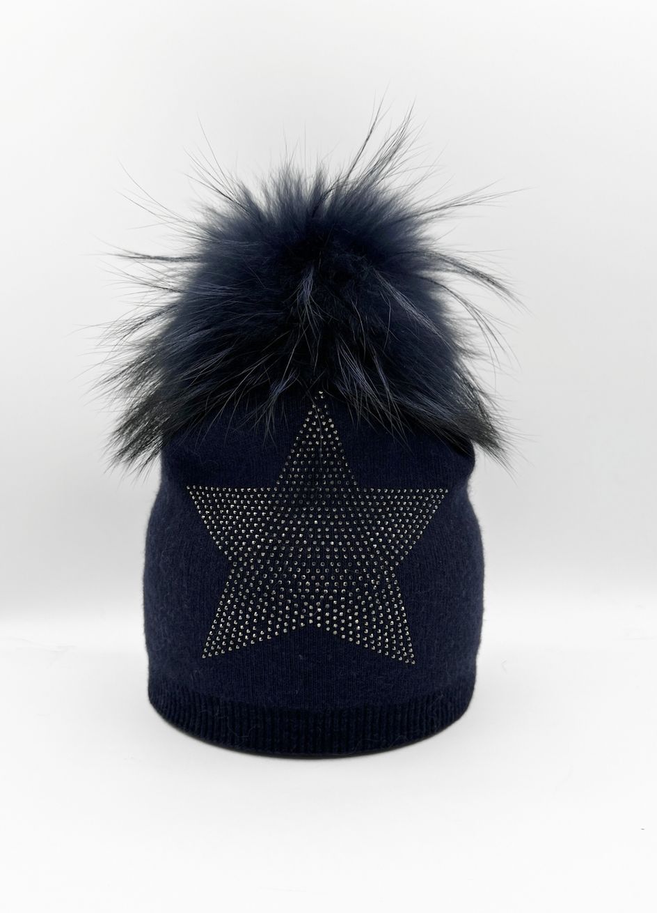 ANGORA STAR HAT POM