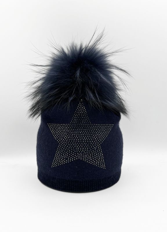 ANGORA STAR HAT POM