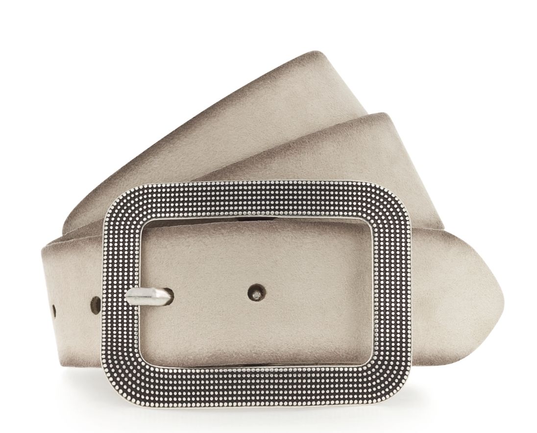 SUEDE BELT EMBOSSED BUCKLE