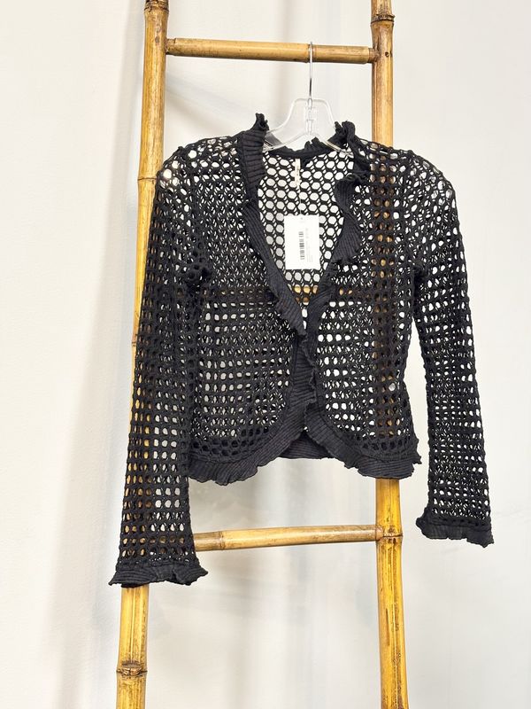 CROCHET CARDIGAN W/RUFFLES