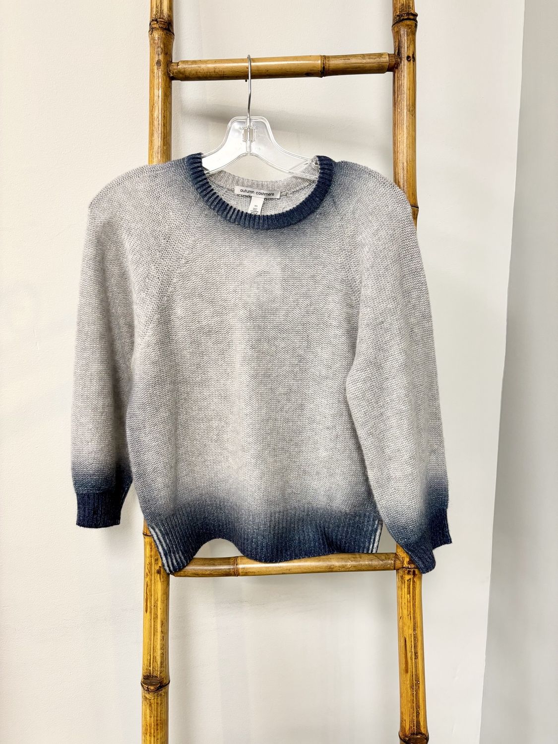 DIP DYED BLOUSON SLEEVE RAGLAN CREW