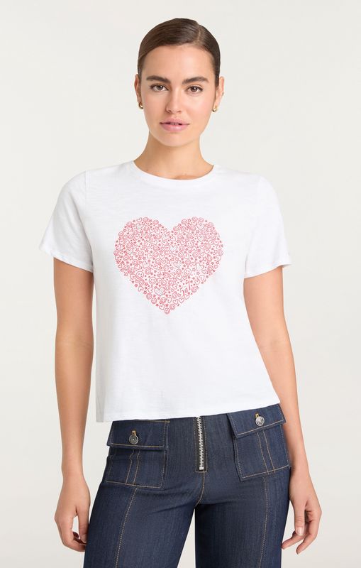 RHINESTONE DOODLE HEART SHRUNKEN TEE