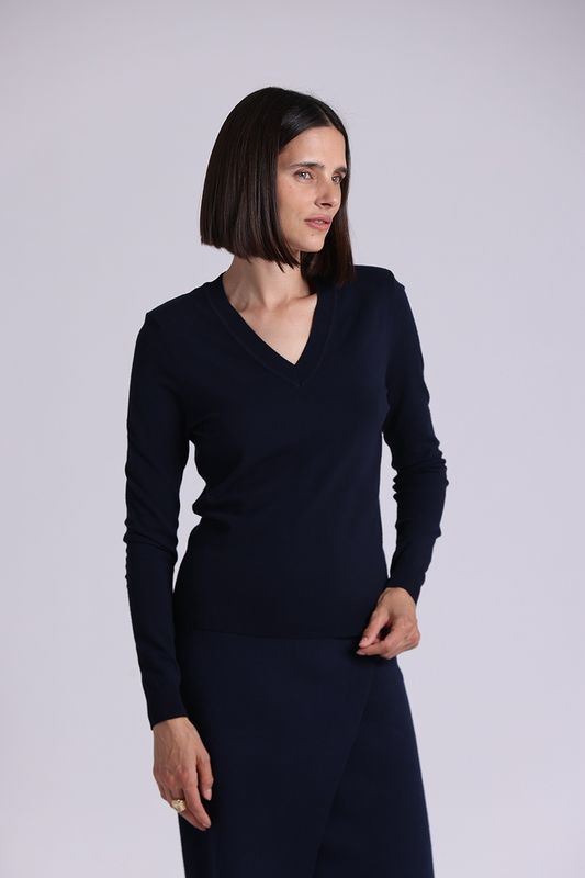 VISCOSE POWER SHOULDER V NECK