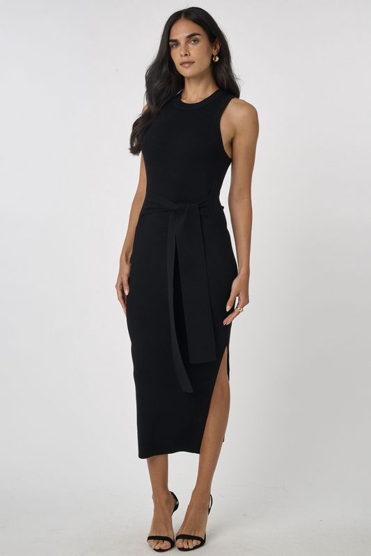 PIPER TIE FRONT SLEEVELESS MIDI DRESS