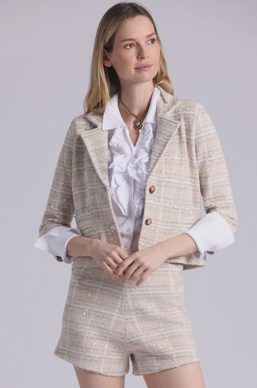 VISCOSE TWEED SHRUNKEN BLAZER