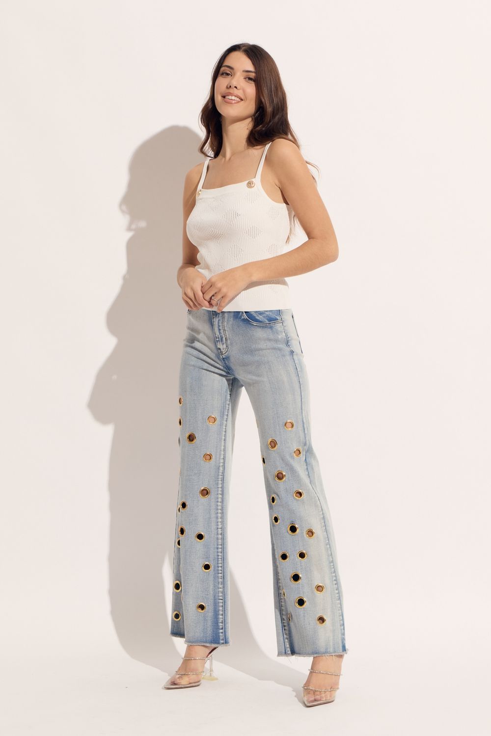 GROMMET TRIM JEANS