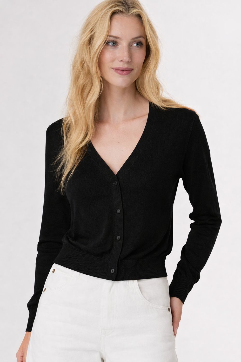 TISSUE WEIGHT V-NECK CARDI