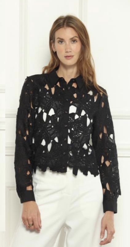 LACE BUTTON UP SHIRT