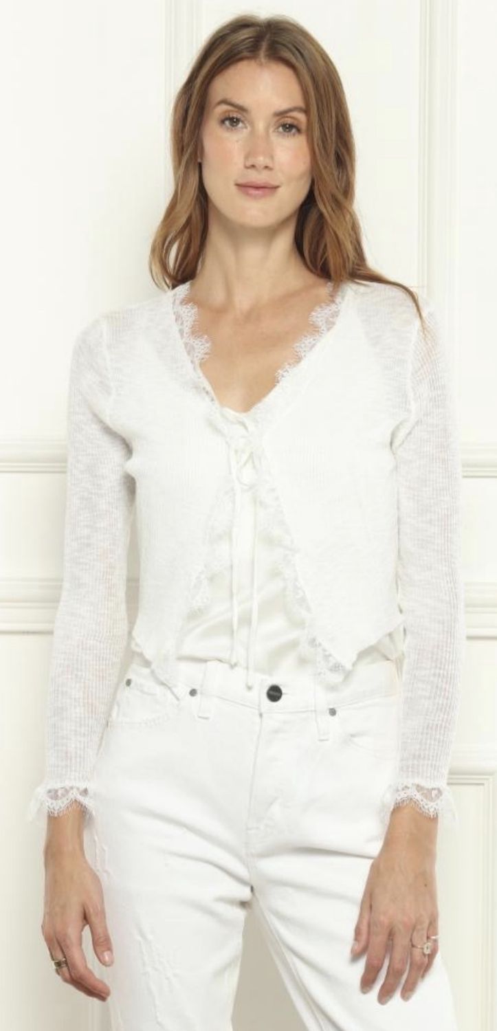LACE TRIM TIE CARIDGAN