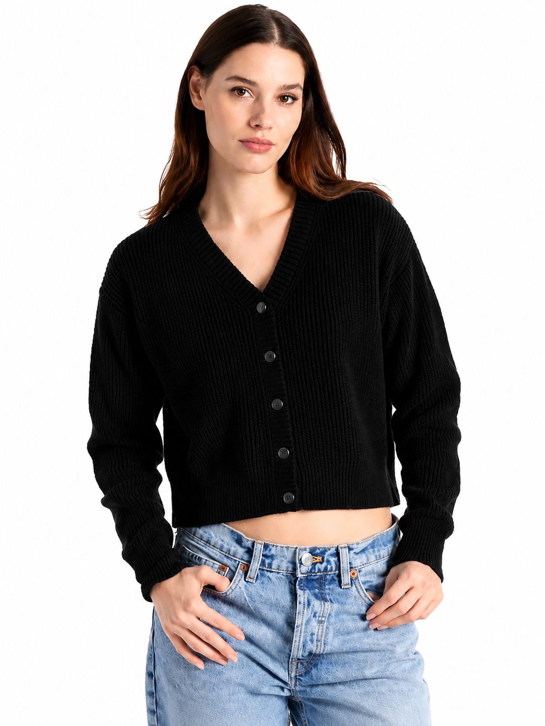 COTTON SHAKER CROP CARDIGAN