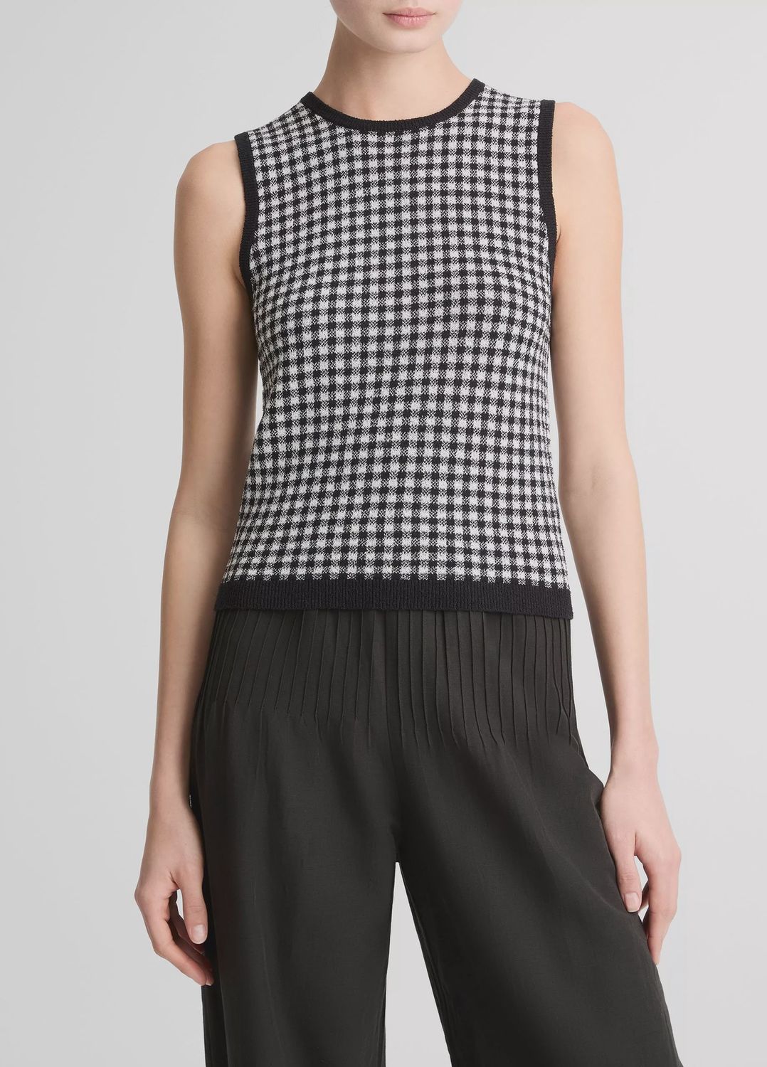 GINGHAM ITALIAN WOOL &amp; COTTON-BLEND SHELL