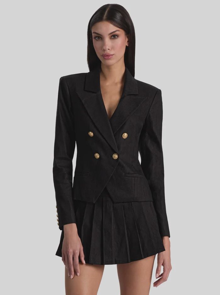 SABLE LINEN CROPPED BLAZER