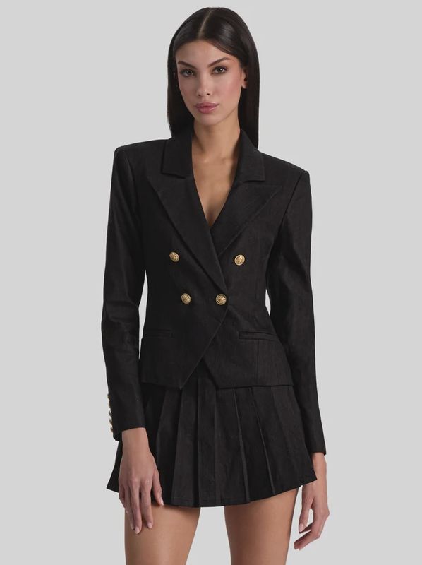 SABLE LINEN CROPPED BLAZER
