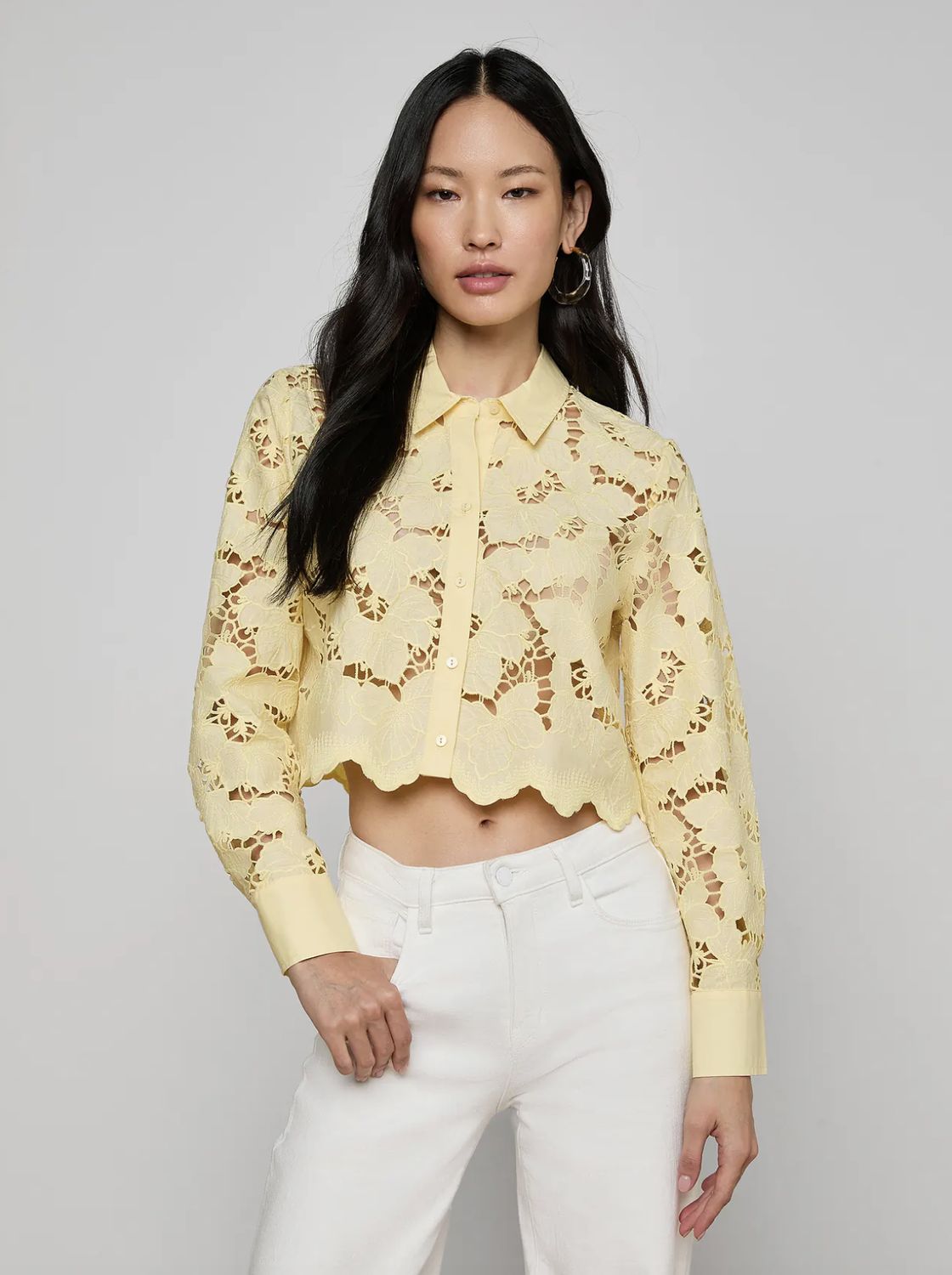 SEYCHELLE CROPPED EYELET BLOUSE