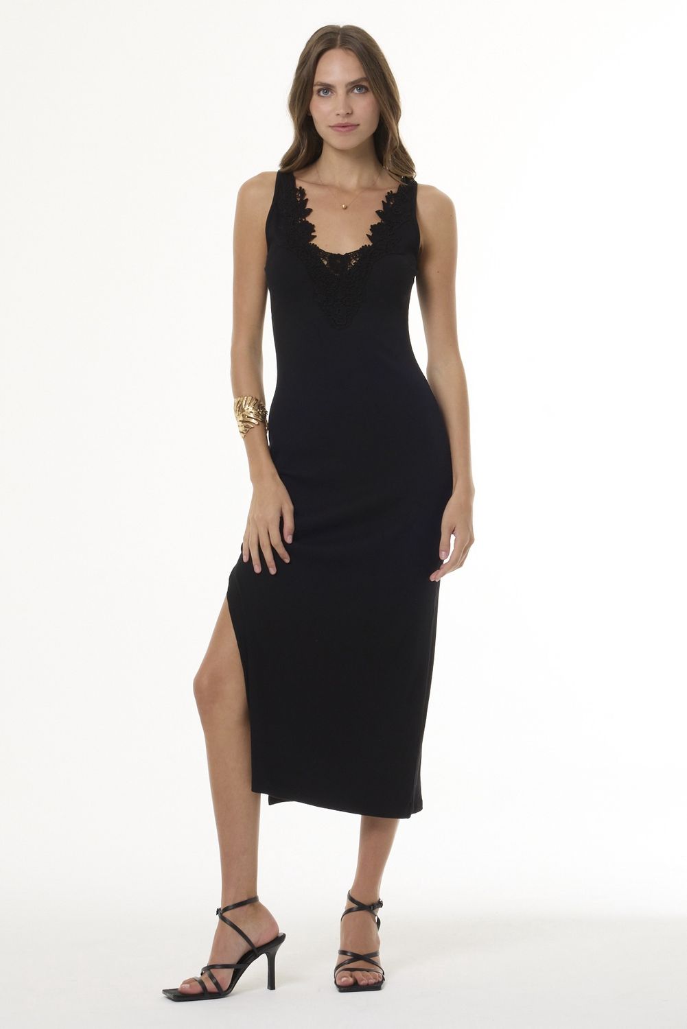 ROZA LACE  EMBROIDERED MIDI TANK DRESS