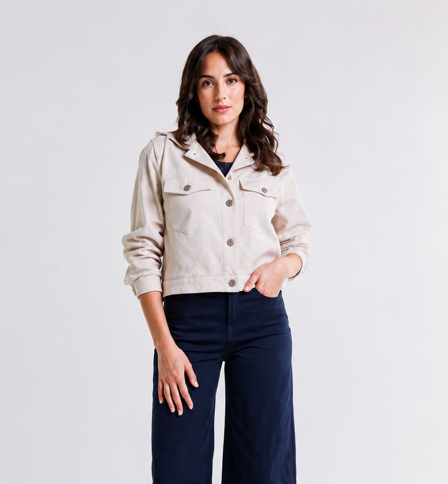 CROPPED JACKET WITH FRONT POCKETS