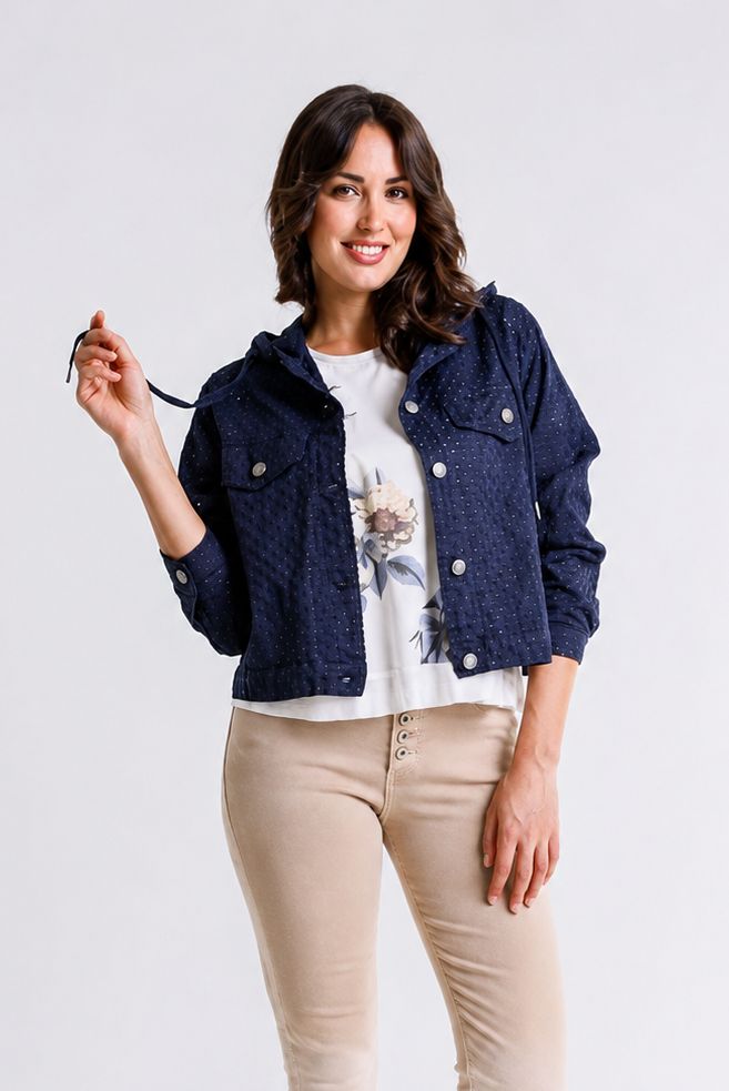 JACKET FEATURING A PERFORATED PATTERN OF EYELETS