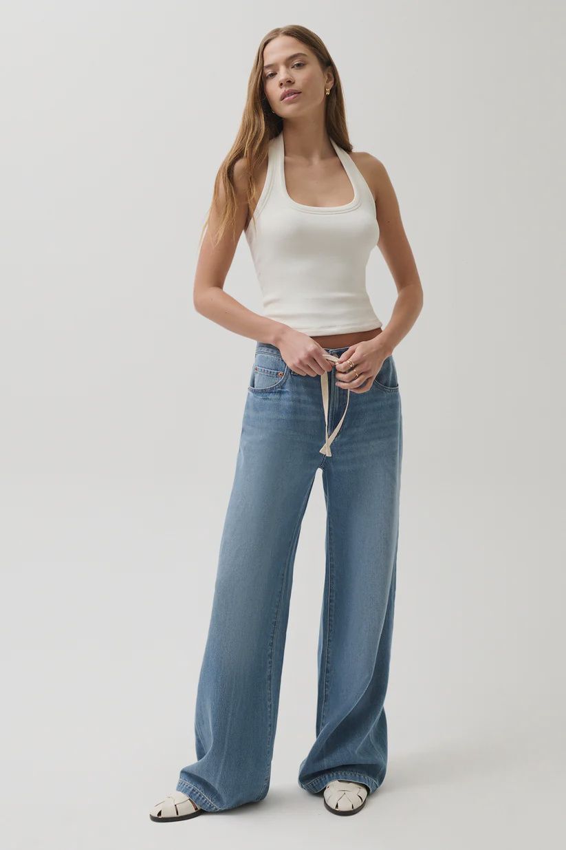 JAYDN MID RISE DRAWSTRING PALAZZO JEAN