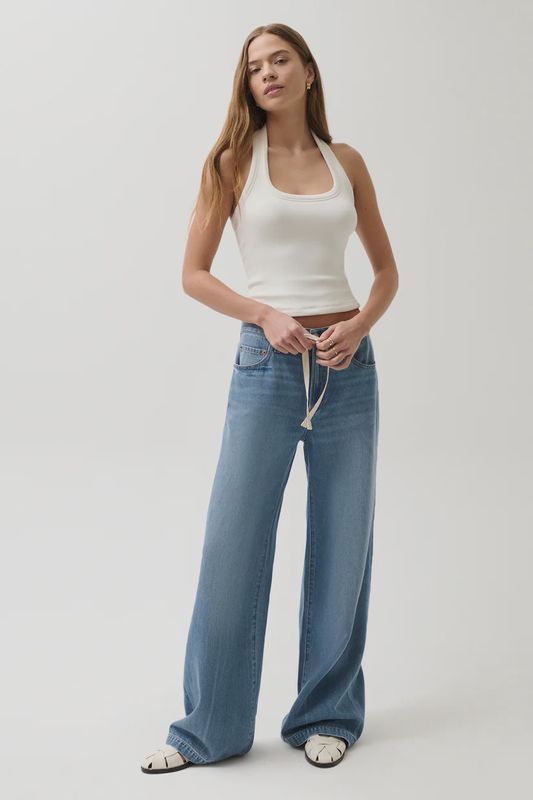 JAYDN MID RISE DRAWSTRING PALAZZO JEAN
