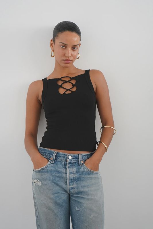 REGI LACE UP RIB TANK