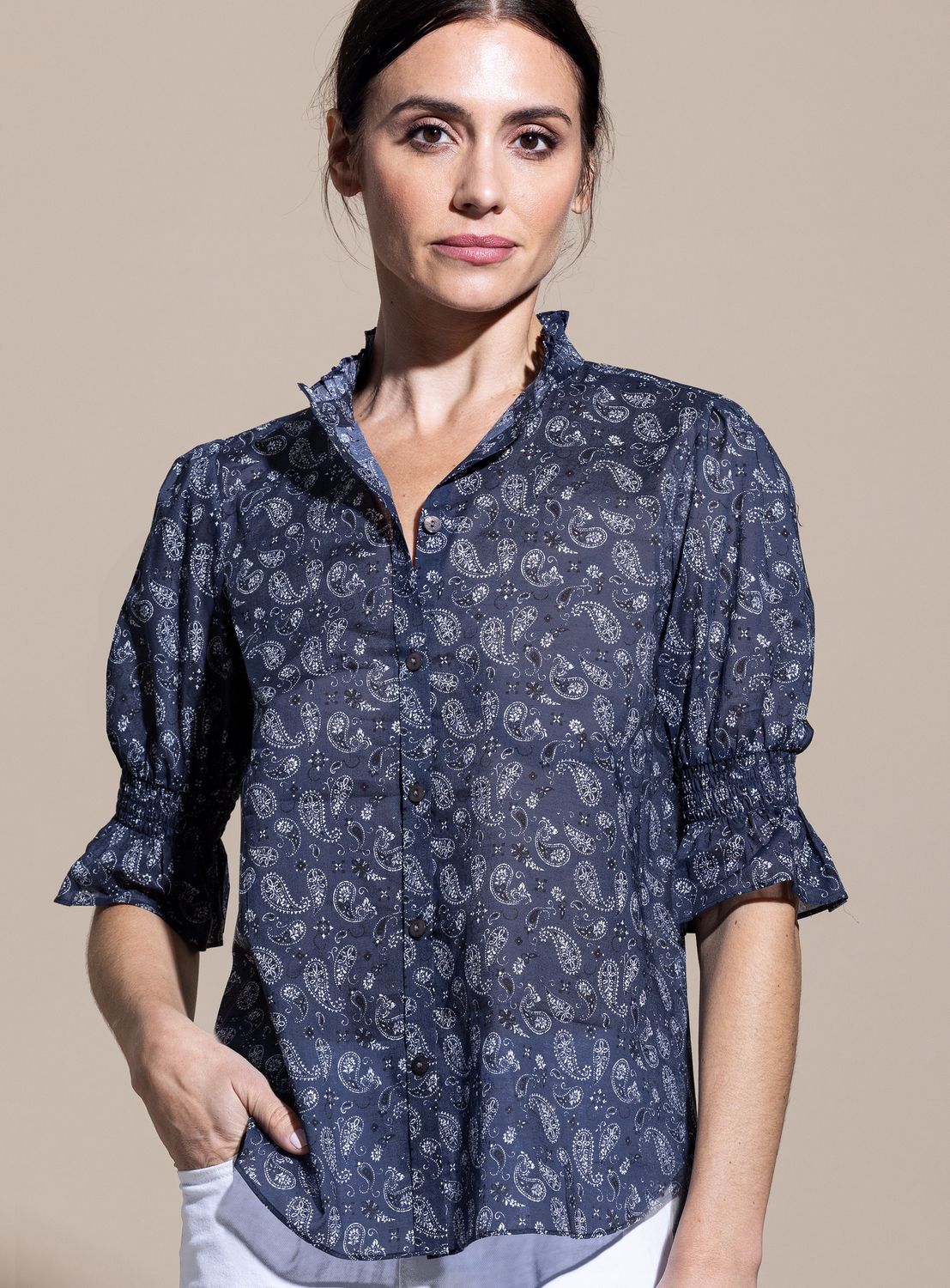 GO HANNAH SHIRT PRINTED, Color: BANDANA MID, SIZE: XS