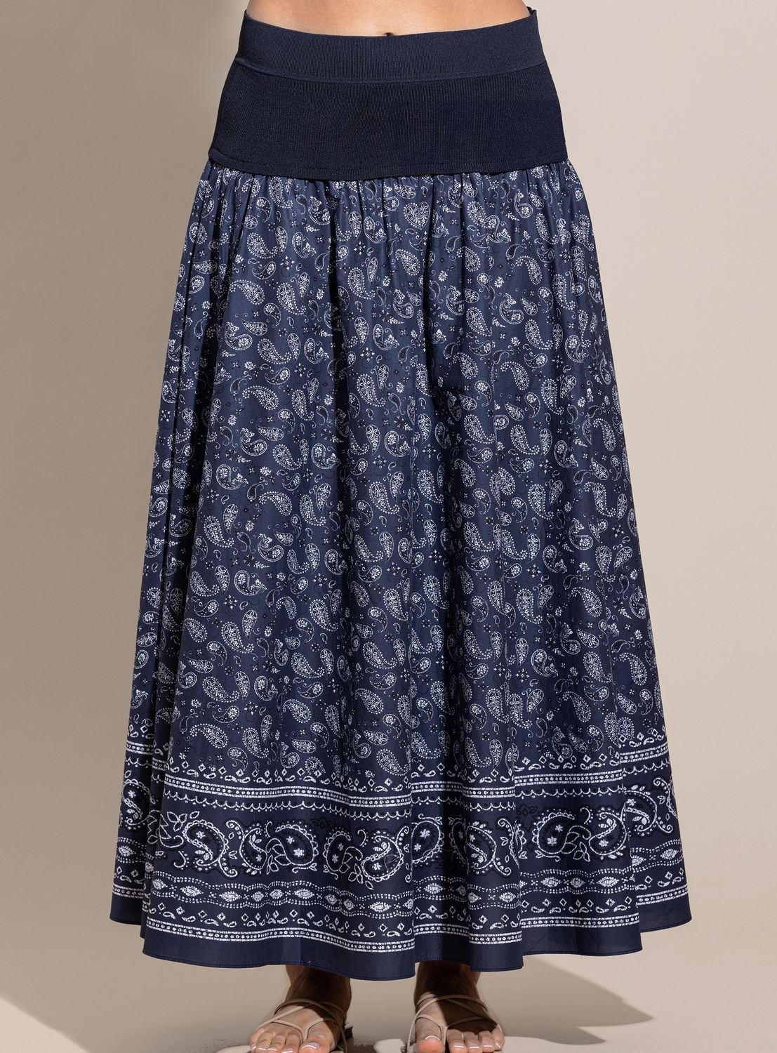 GO IN ON THE YOKE SKIRT PRINT, Color: BANDANA MID, SIZE: XS