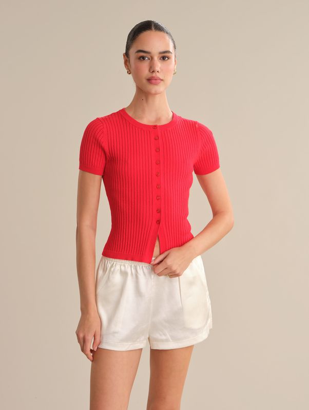 ANNA SHORT SLEEVE BUTTON DOWN CARDI